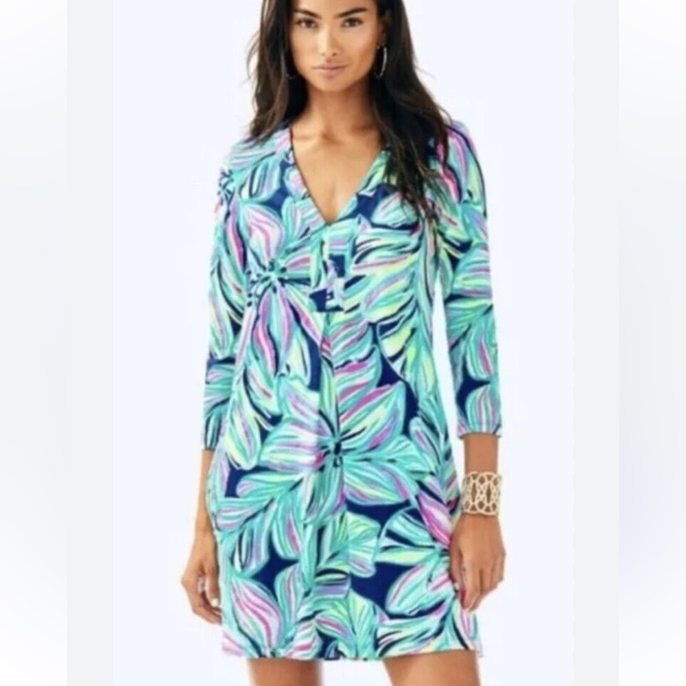 Lilly Pulitzer Amina Dress In High Tide Navy Dancing Lady S